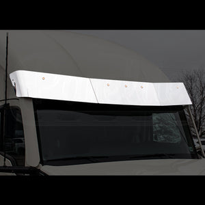 Panelite - Kenworth T680 Mid-Roof/High-Roof 12" Stainless Steel A-Pillar Turning Vanes Sun Visor - Amber LEDs (5 x 3/4" Round Lights)