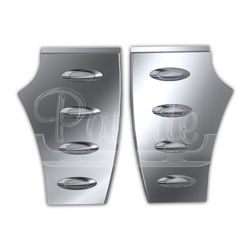 Peterbilt 567 Set-Forward Axle Hood Extension Panels - M1 Amber LED Lights w Clear Lens