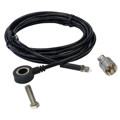 18 ft. Pro Ring Low Profile Coax Cable w/ 1/2" Hole, Quick-On PL259 & 3/8" Bolt