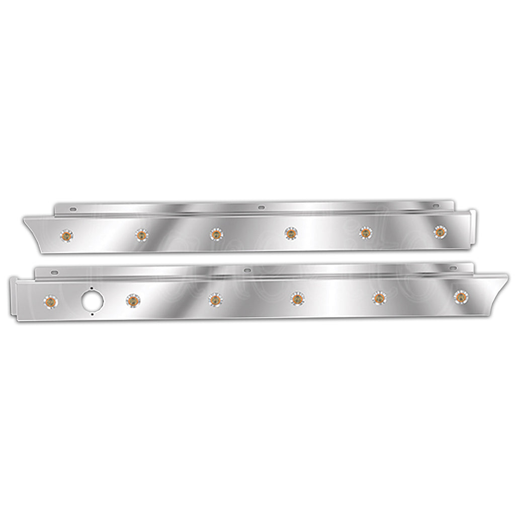 2022+ Peterbilt 567 Set-Forward Axle Cab Exhaust Cab Panels - 6 Amber 3/4″ Round LED Lights