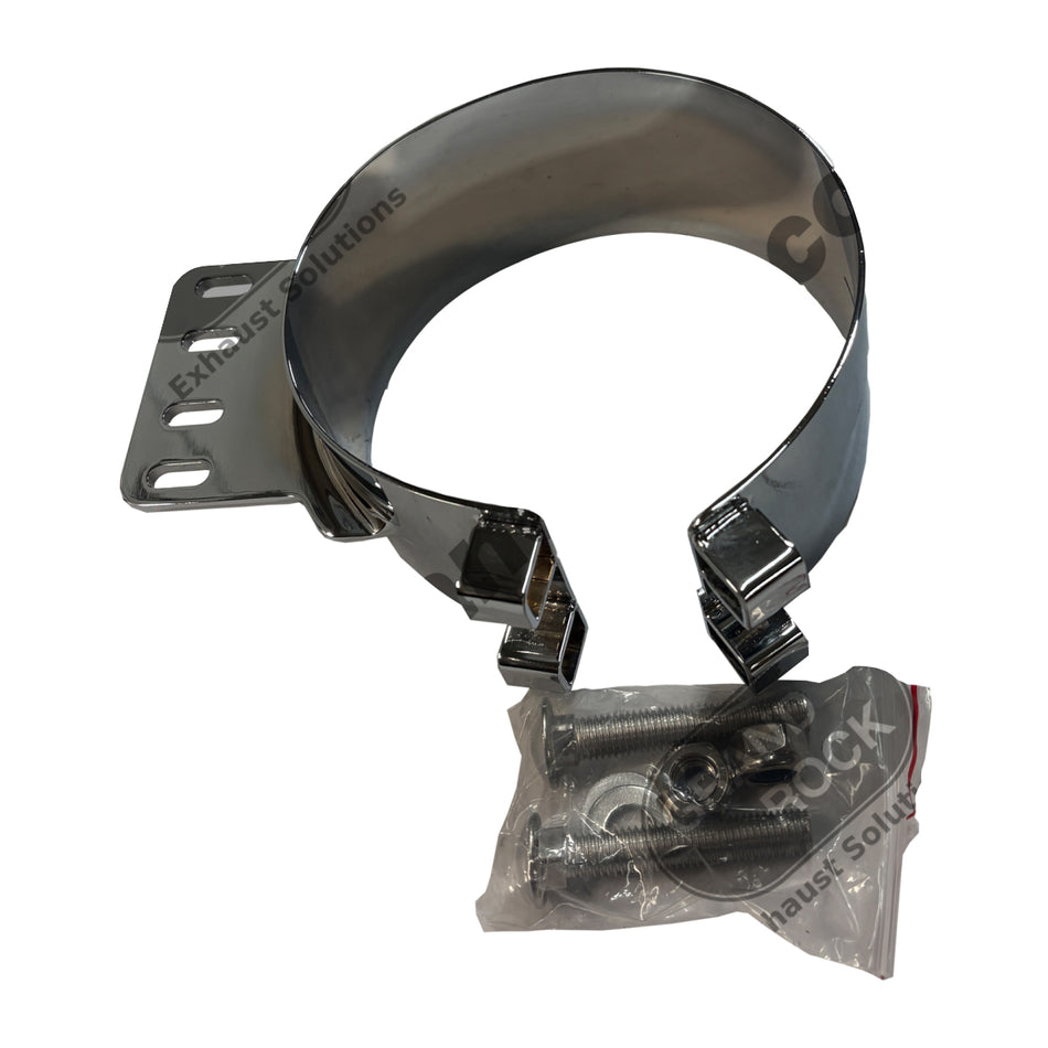 3" Wide x 6", 7" or 8" Diameter Peterbilt or Kenworth 4-Hole S3 Chrome Mounting Bracket