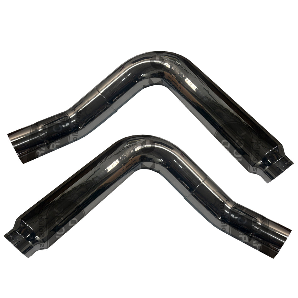 Tapered 7" Long 2-Bend O.D. Reduced to 5" O.D. Chrome Exhaust Pipe (Left or Right Side)