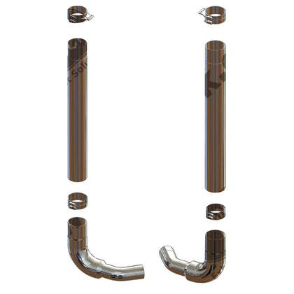 Grand Rock - 1982-2003 Kenworth OTF OE Duplex Kit w Chrome Elbows