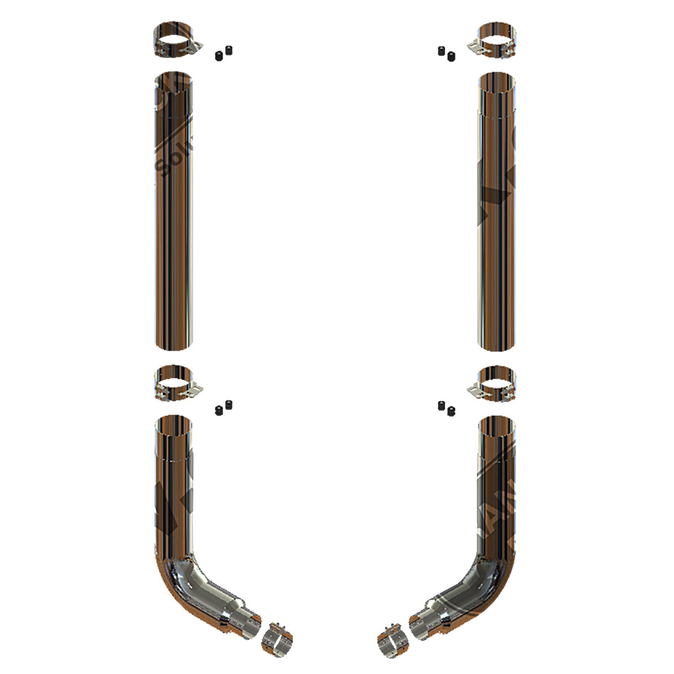 Grand Rock - 2003-Newer Peterbilt 379 Retrofit Chrome Duplex Exhaust Kit