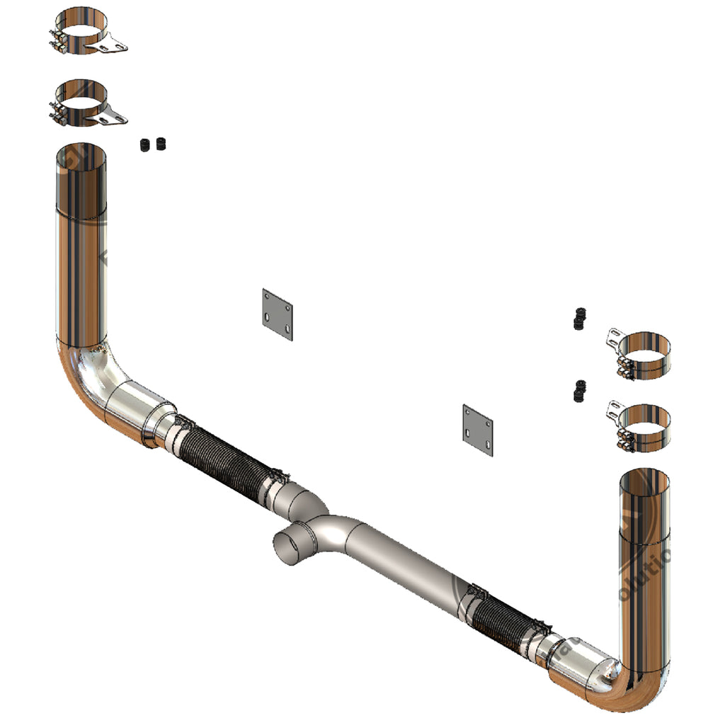 Grand Rock - 1994-2007 Peterbilt 7" SL Stack 90 Degree w/ Flex Pipes & Y-Pipe Exhaust Kit