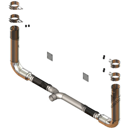 Grand Rock - 1994-2007 Peterbilt 7" SL Stack 90 Degree w/ Flex Pipes & Y-Pipe Exhaust Kit