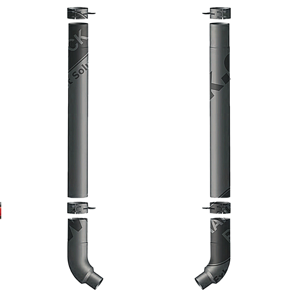 Grand Rock - 2003-Newer Peterbilt 379 8" Duplex Chrome Exhaust Stack Kit w/Offset Brackets