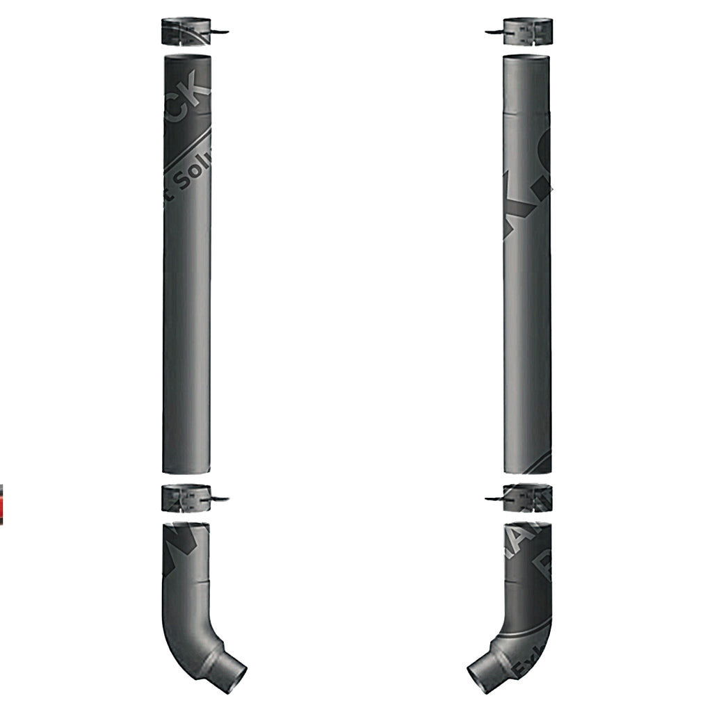 Grand Rock - 2003-Newer Peterbilt 379 8" Duplex Chrome Exhaust Stack Kit w/Offset Brackets