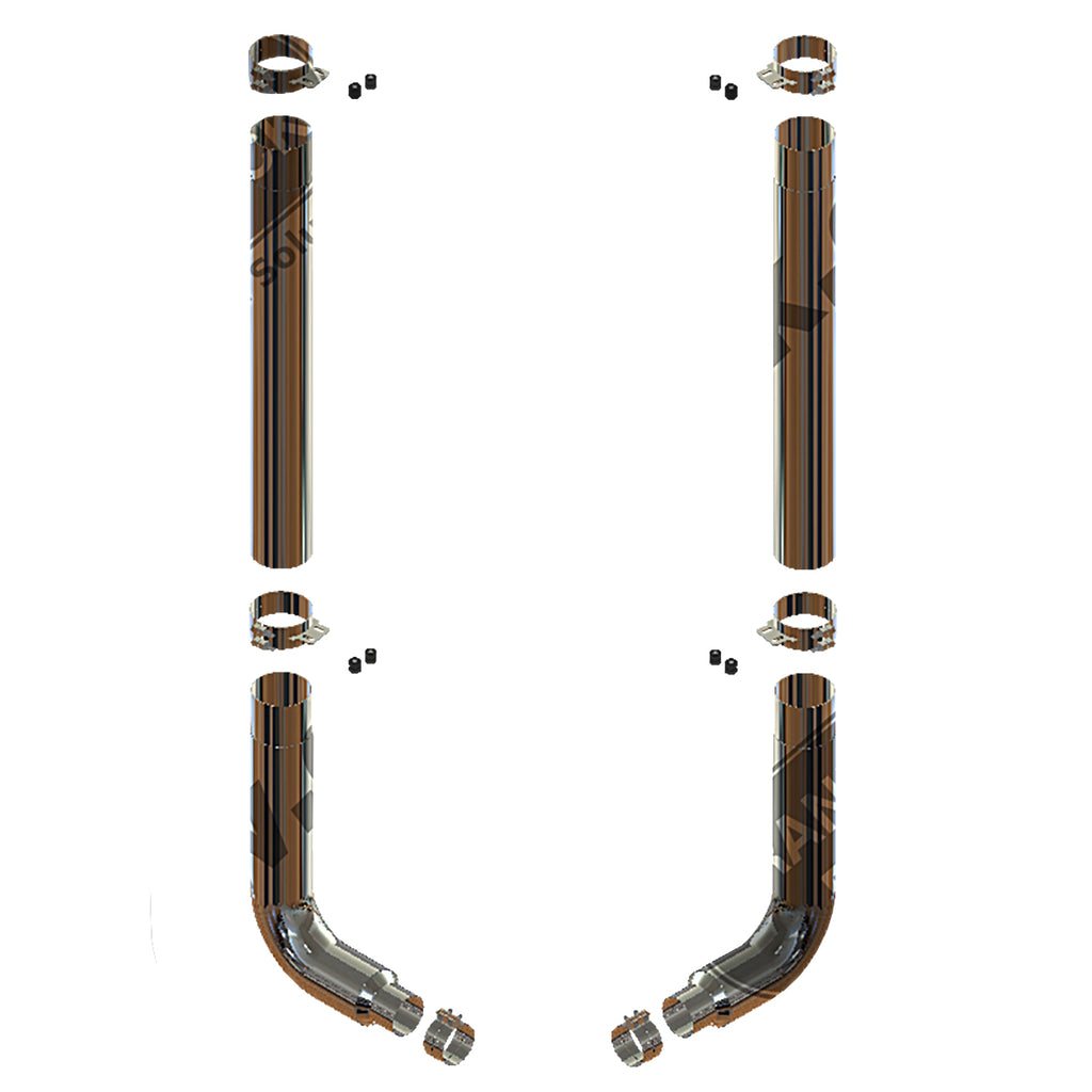 Grand Rock - 1994-2002 8" Peterbilt 379 Retrofit Duplex Chrome Exhaust Kit