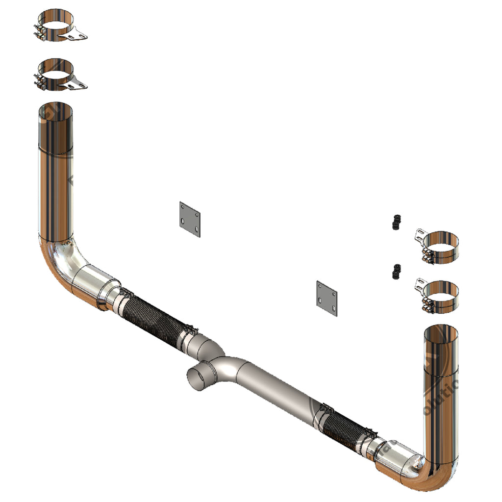 1994-2007 Peterbilt 379 8" Seamless Stack Kit w 90 Degree Bend w/Flex & Y-Pipe