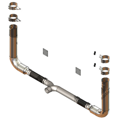 1994-2007 Peterbilt 379 8" Seamless Stack Kit w 90 Degree Bend w/Flex & Y-Pipe