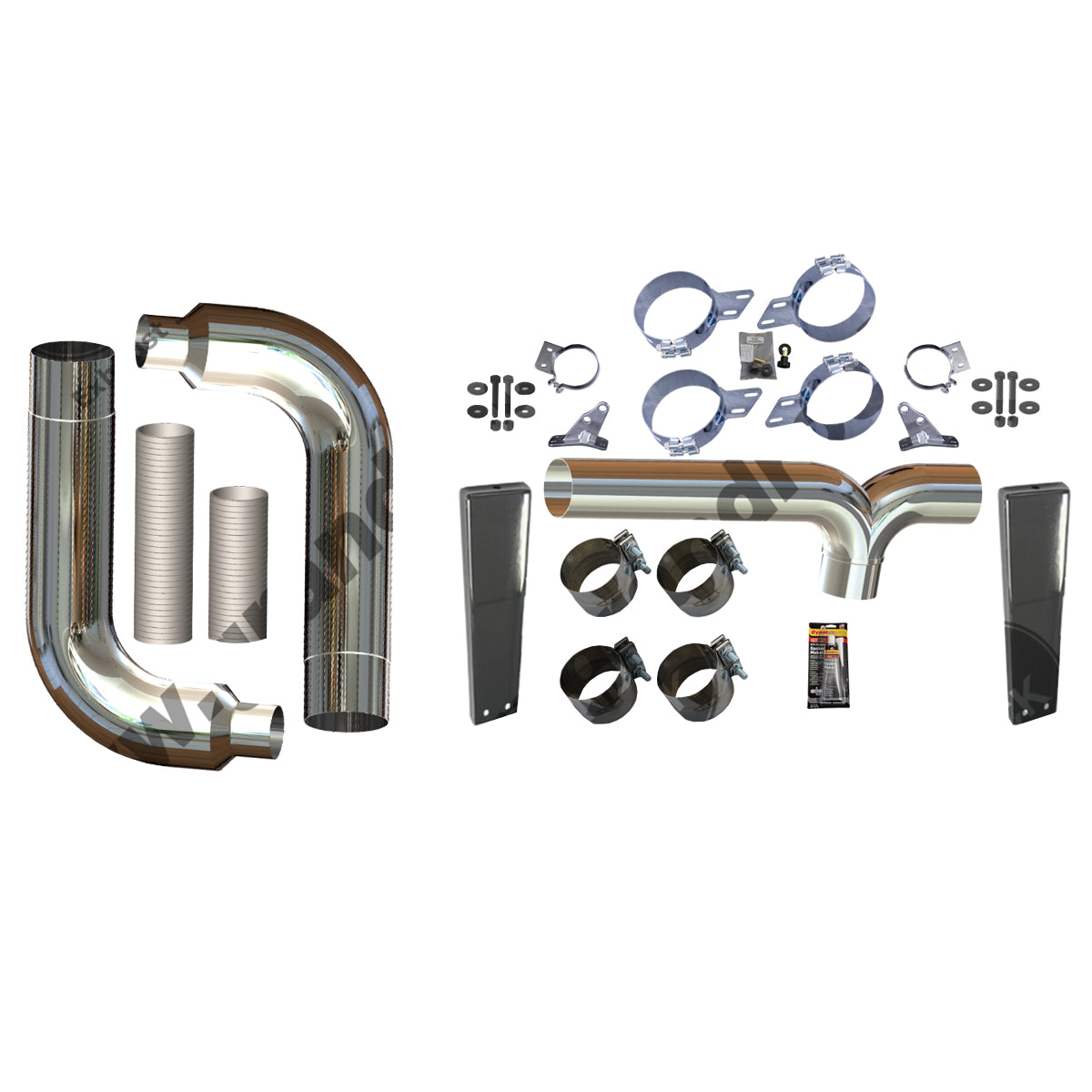 Grand Rock - 6", 7" or 8" Seamless Peterbilt 359, 379, or 389G Chrome Retro Style Exhaust Kit - Berube's Truck Accessories