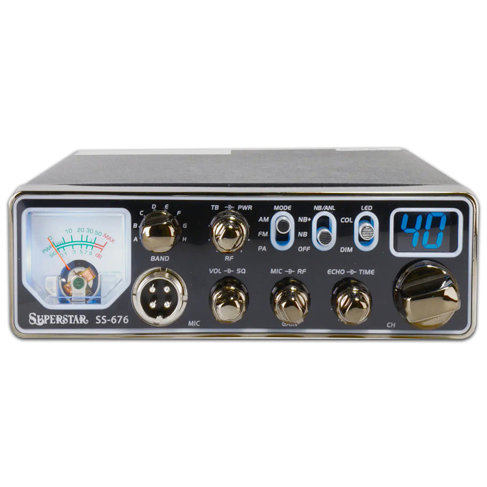 SuperStar SS-676V Slim 80 Watt 10 Meter Radio with AM / FM / PA Modes - Berube's Truck Accessories