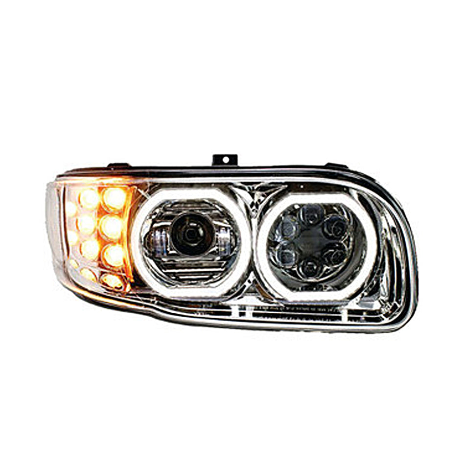 Peterbilt 388/389 LED Headlight with Halo, Chrome, Driver or Passenger Side
