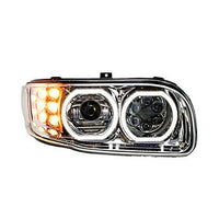 Peterbilt 388/389 LED Headlight with Halo, Chrome, Driver or Passenger Side