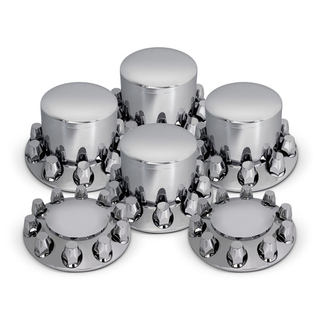 Round Front & Rear Axle Cover Kit W/ 33mm Standard Threaded Lug Nut Covers