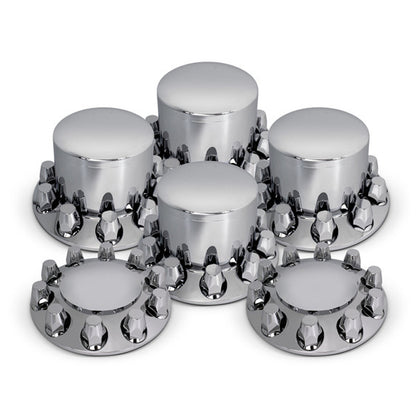 Round Front & Rear Axle Cover Kit W/ 33mm Standard Threaded Lug Nut Covers