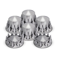 Pointed Front & Rear Axle Cover Kit W/ 33mm Spike Threaded Lug Nut Covers