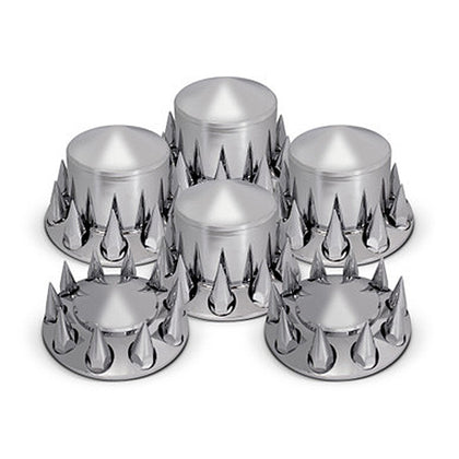 Pointed Front & Rear Axle Cover Kit W/ 33mm Spike Threaded Lug Nut Covers