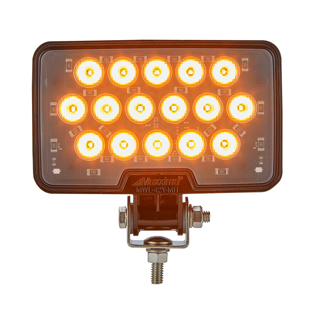 High Power Heated Rectangular Amber Work Light 12/24VDC, MaxxHeat (Green or Yellow)