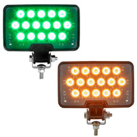 High Power Heated Rectangular Amber Work Light 12/24VDC, MaxxHeat (Green or Yellow)