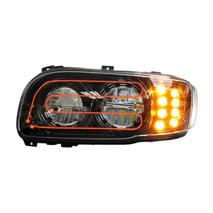 Peterbilt 388/389 LED Headlight with Heated Lens in Black Housing (Driver or Passenger Side)