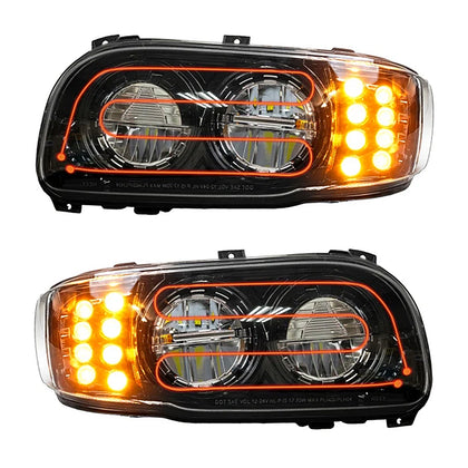 Peterbilt 388/389 LED Headlight with Heated Lens in Black Housing (Driver or Passenger Side)