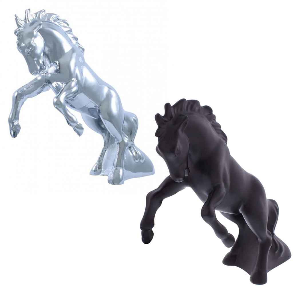 United Pacific - Chrome or Black Fighting Stallion Hood Ornament