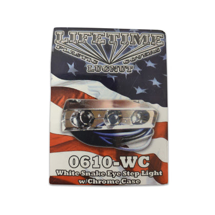 Lifetime Nut Covers - 3 Diode Snake Eye Step Light w Chrome Case (White)