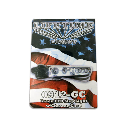 Lifetime Nut Covers - 5 LED Step Light w Chrome Case (Green)
