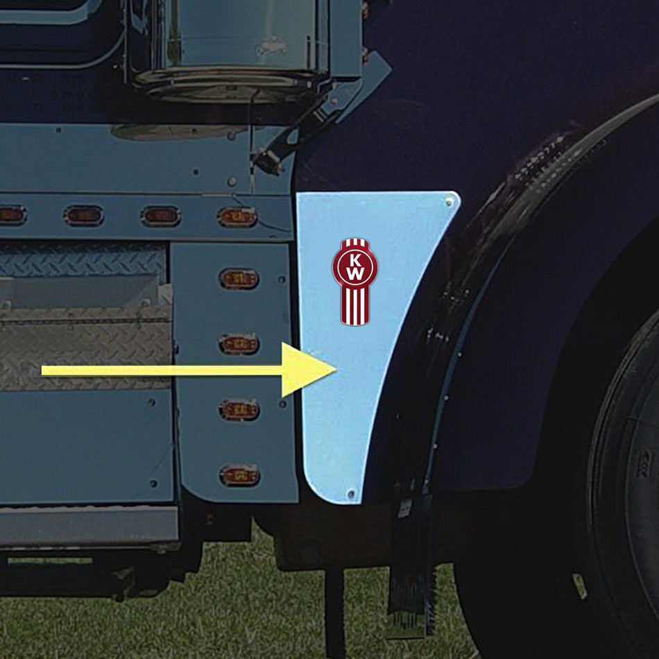 Roadwork's Kenworth W900L Extended Lower Hood Extension Panels w bolt holes (Logo not Included)