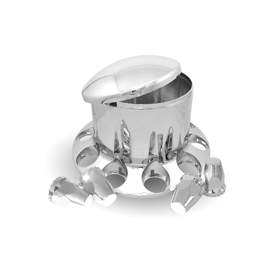 Chrome ABS Plastic Rear Axle Cover Kit w Removable Center Cap & 33mm Threaded Nut Covers