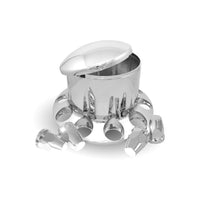 Chrome ABS Plastic Rear Axle Cover Kit w Removable Center Cap & 33mm Threaded Nut Covers