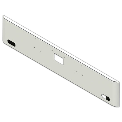 Peterbilt 379 18" Rolled End Square 7GA Steel Chrome Bumper w Bolt, Tow Pin & 2 Oval Light Holes