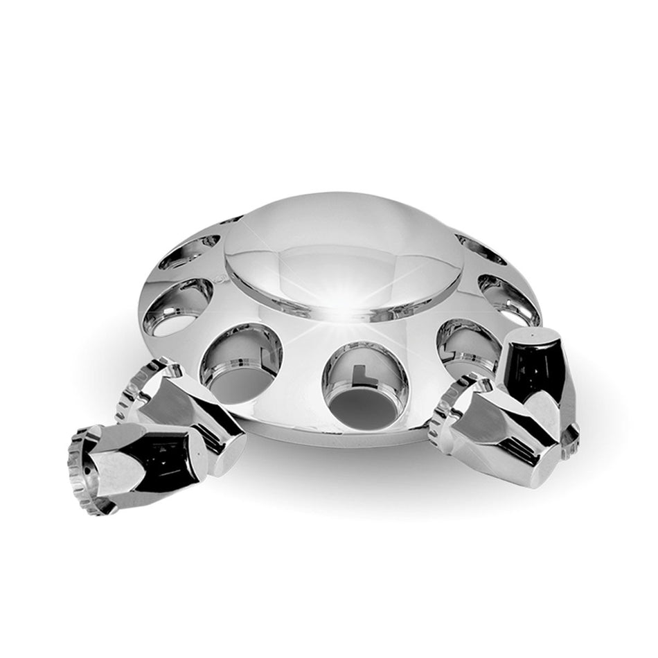 Chrome ABS Plastic Front Axle Cover Kit w/ 33mm Threaded Nut Covers