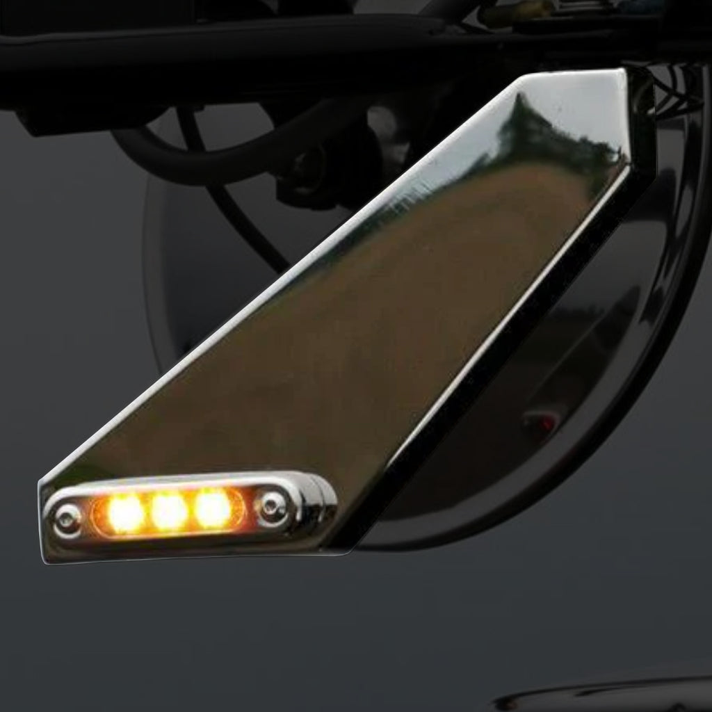 Stainless Steel Mirror Mount Side Signal Light LED Brackets (Red/Amber) - 3 Wire