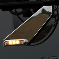 Stainless Steel Mirror Mount Side Signal Light LED Brackets (Red/Amber) - 3 Wire