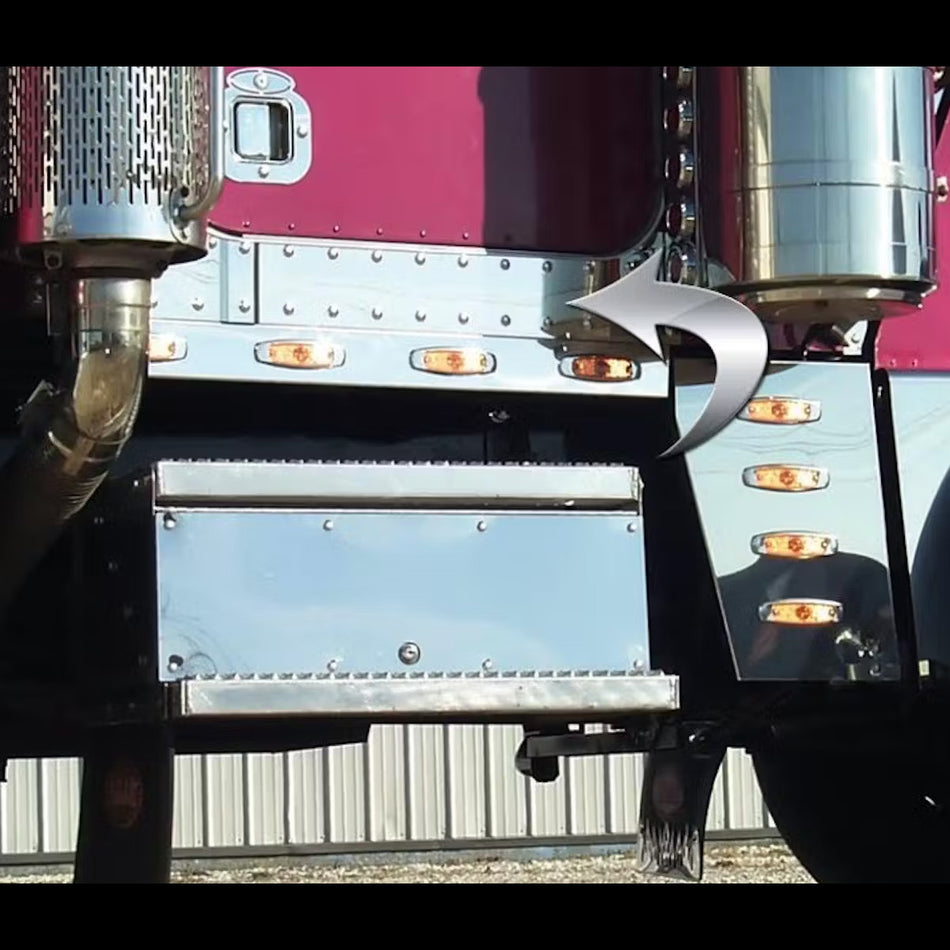 RoadWorks - Peterbilt 359 Stainless Steel Under Door Kick Panels w Dimples