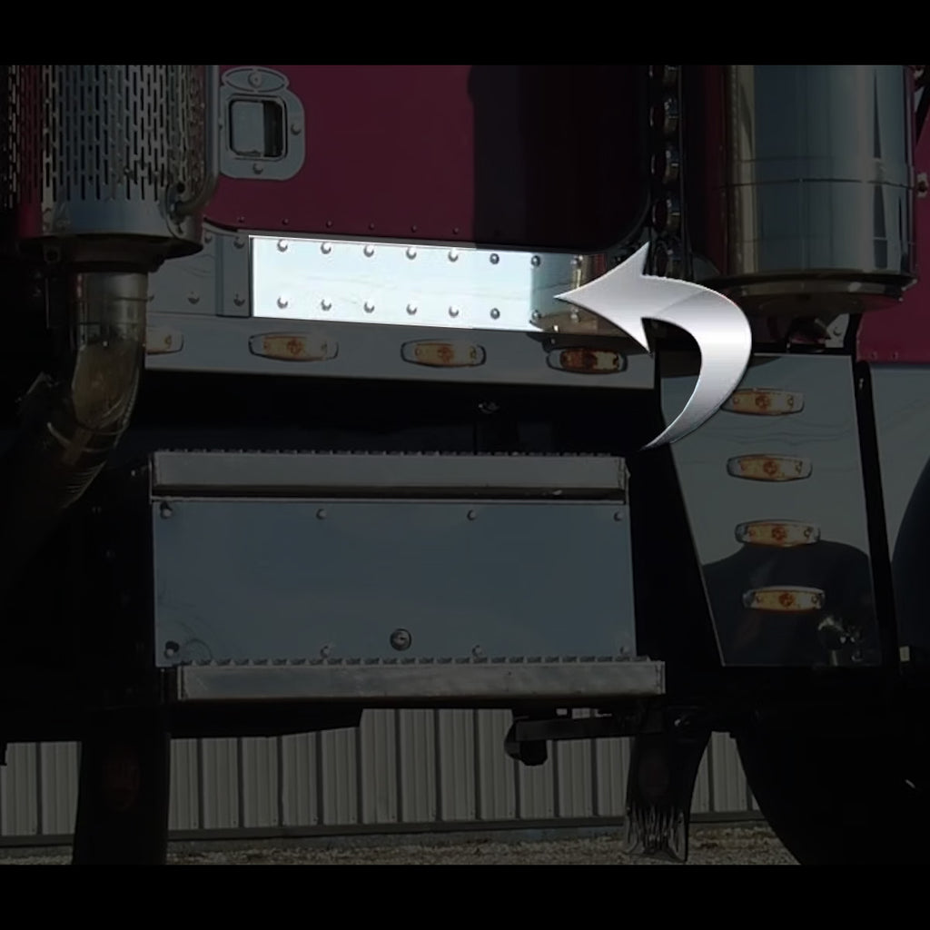 RoadWorks - Peterbilt 359 Stainless Steel Under Door Kick Panels w Dimples