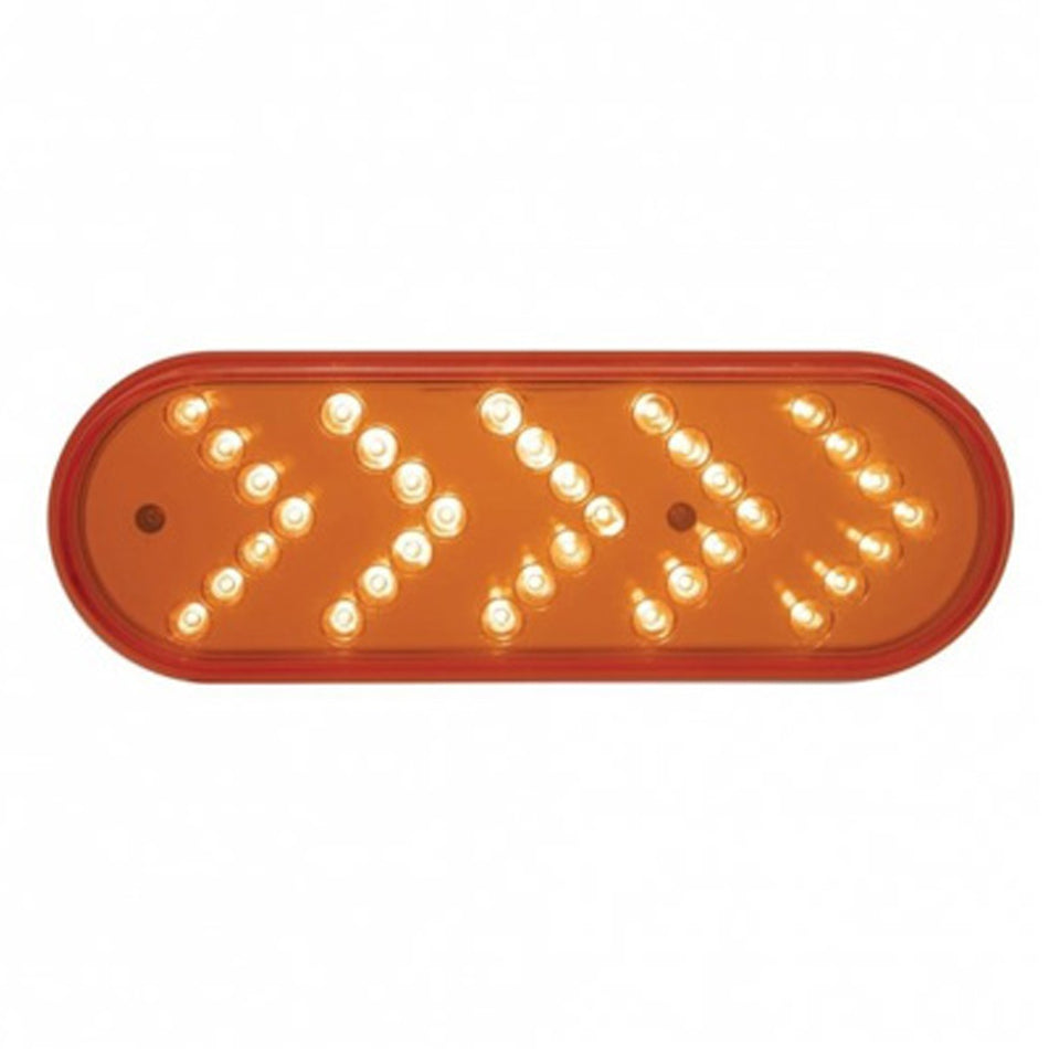 35 LED 6" Reflector Oval Sequential Turn Signal Light - Red LED/Red Lens