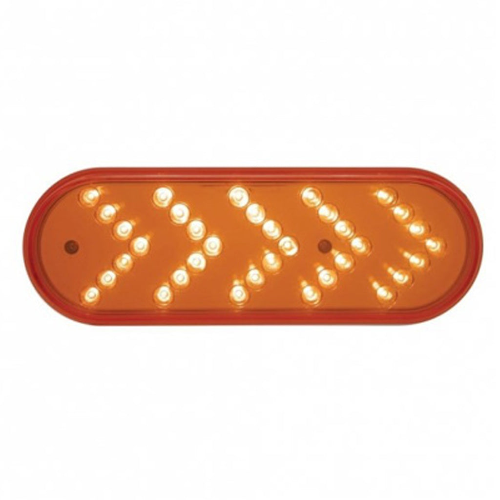 35 LED 6" Reflector Oval Sequential Turn Signal Light - Red LED/Red Lens