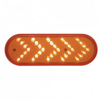 35 LED 6" Reflector Oval Sequential Turn Signal Light - Red LED/Red Lens
