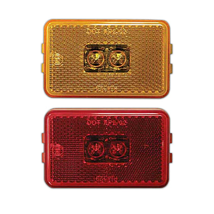 3" x 1.96" Amber or Red LED Marker/Clearance P2 Rectangular Reflex Light