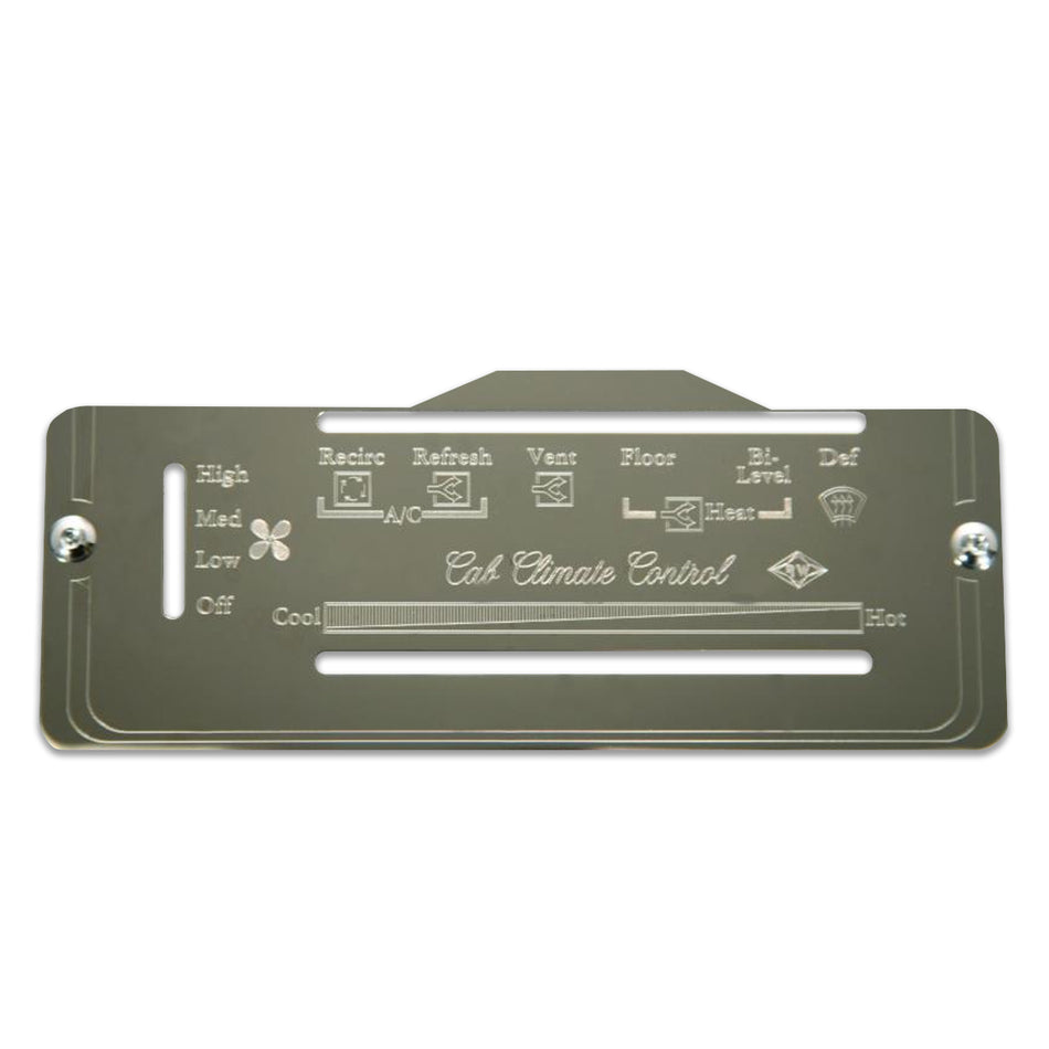 Rockwood - Stainless Steel A/C Heater Control Plate for '87-'94 Peterbilt 370