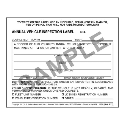 J.J. Keller - Annual Vehicle Inspection Label (Vinyl w/ Mylar Laminate)