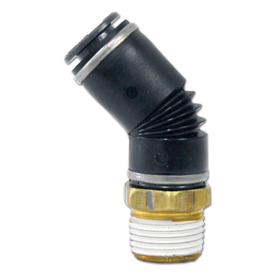 D.O.T. 5/8 Air x 1/2 Composite 45° Swivel Male Elbow Push Lock Fittings