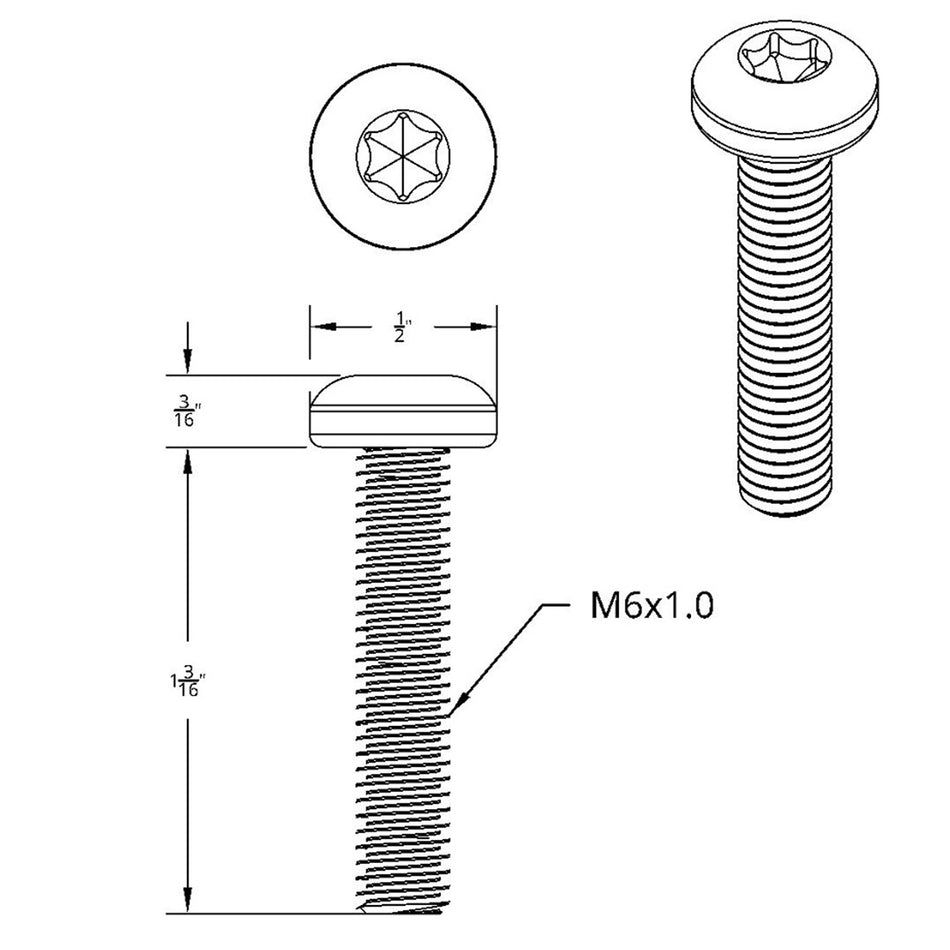 United Pacific - 1-3/16" Long M6-1.0 Dash Screw for Kenworth Model Trucks (12 Pack)