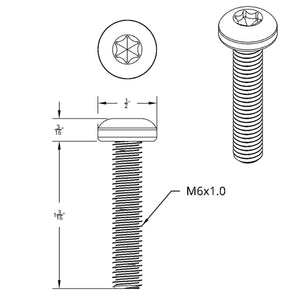 United Pacific - 1-3/16" Long M6-1.0 Dash Screw for Kenworth Model Trucks (12 Pack)