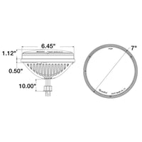 7" Round LED - 2 Diode Heated Headlight with Polycarbonate Lens (12-24V)