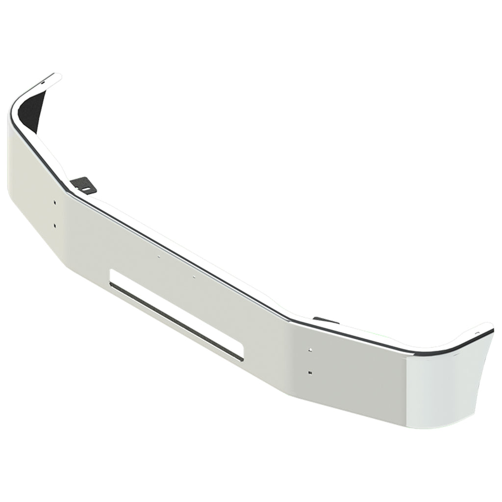 2006+ Peterbilt 335 14" Set Back Axle 10GA Steel Chrome Bumper w Bolt & Tow Pin Holes